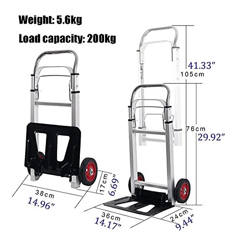 Carretilla plegable portátil con ruedas de goma y 200kg miniatura 6