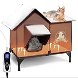 Outdoor Cat House Heated Cat House for Outside,21x13x17 in with Elevated Base Cat-Attracting Eave Design Feral Stray Shelter,Intelligent Controller and Waterproof Cat Heated House Shelter for Outdoor