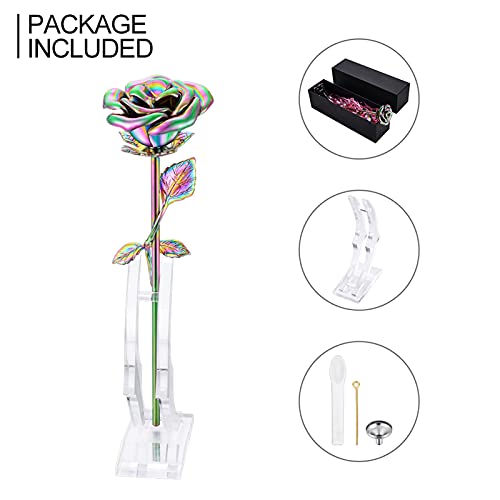 abooxiu Rose Flower Keepsake Urn for Ashes Sympathy Gift Small Stainless Steel Urn Mini Cremation Urn Keepsake Rose for Sharing Human Ashes-Colorful