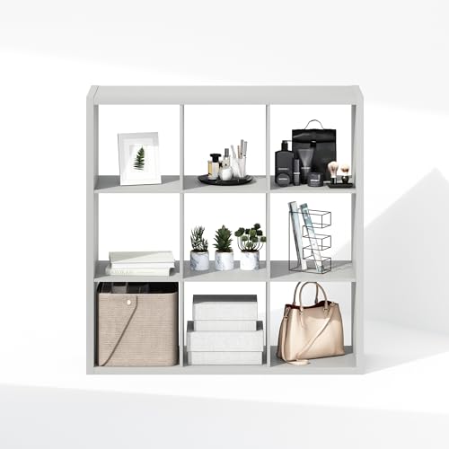 Image of Furinno Cubic Extra Thick 9-Cube Closet Organizers and Storage, Light Grey | 14.6 x 44 x 44 in, Open Shelf Closet Storage, Closet Organizer, for Wardrobe, Bedroom, Living Room