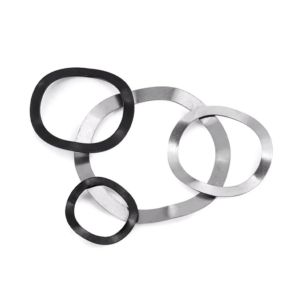 Arandelas de sujeción Arandelas onduladas de acero al manganeso, arandelas de resorte de junta de cresta ondulada de 3/5/6/7 mm, M3/M4/M5/M6/M8/M10/M12/M14/M16/M19/M21/M24/M27-M118, 10/50/100 unidades