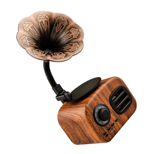 FUNNETOYU Enceinte sans Fil Portable Forme Gramophone rétro Haut-Parleur stéréo HiFi Compatible téléphones PC Lecteur Musique avec Fente Cadeau créatif élégant