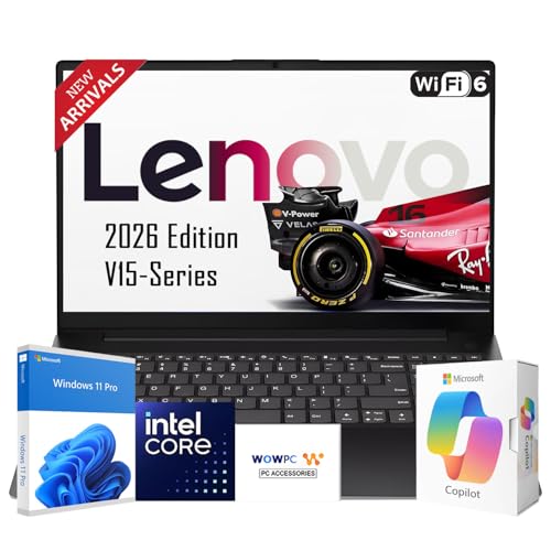 Image of Lenovo 2026 Business and Student Laptop with MS 365 for Web, Intel Powerful Processor, 8GB DDR5, 512GB PCIE, 15.6 inch FHD Anti-Glare Display, Fast Charging Speed, 14.5-Hour Battery Life, Windows 11 Pro