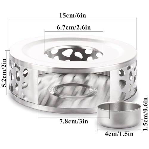 4-Pack Stainless Steel Teapot Warmer with Hollow Frame Design for Home and Office Tea and Coffee Heating - Image 2