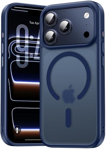 Natiiozie Magnetica Cover Compatibile con iPhone 17 Pro Compatibile con MagSafe Custodia Traslucida Opaca Posteriore, Anti-impronta Resistente ai Graffi Protettiva Case Blu Scuro