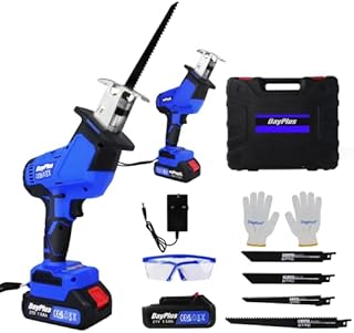 Electric Cordless Reciprocating Saws, 680w Sabre Saw, with 1 * 1500mAh Battery and Charger, 0-1900RPM Variable Speed, 4 Blades Change, Blade Wood 150mm, Metal 8mm, Wood Metal Cutting Tree Pruning