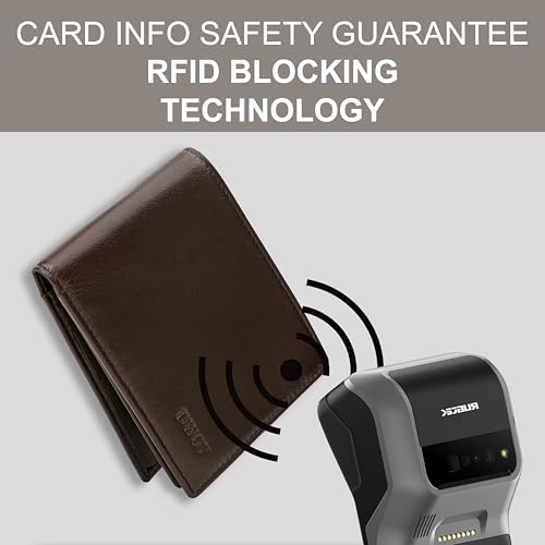 Genuine Leather Wallet for Men Slim Rfid Blocking Bifold 2 ID Window With Gift Box (Brown)4