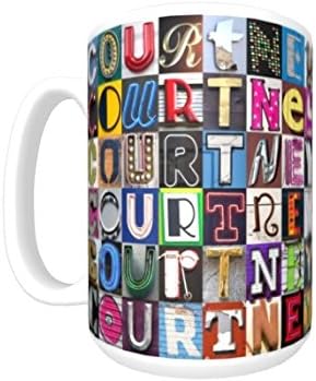 COURTNEY Coffee Mug / Cup - using photos of sign letters - personalized