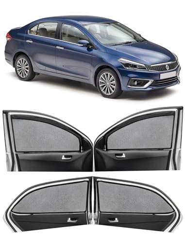Image of Autofact Magnetic Car Sunshades Compatible with Maruti Ciaz (2014 to 2024) (Set of 4) - Easy Installation, UV Protection, Keeps Car Cool (Front 2 with Zippers, Rear 2 Without Zippers)