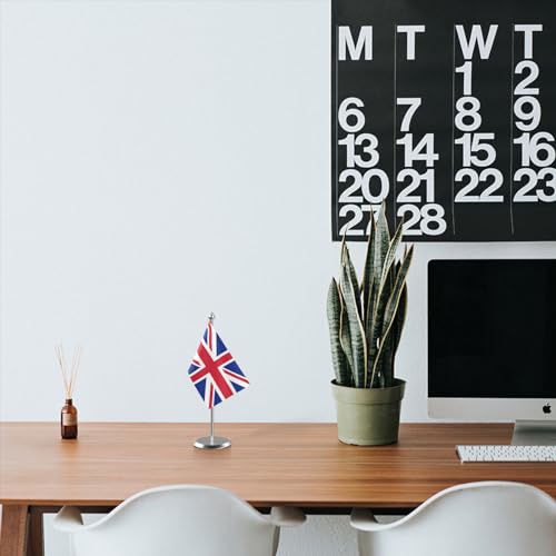 Image of The Flag Company Country Table Flag Single Stainless Steel Stand for Home and Office Desk,Conference (United Kingdom)