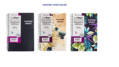 Planahead See It Bigger Telephone/Address Book; Large Print With Tabbed Pages (Black Grid) #TOP5