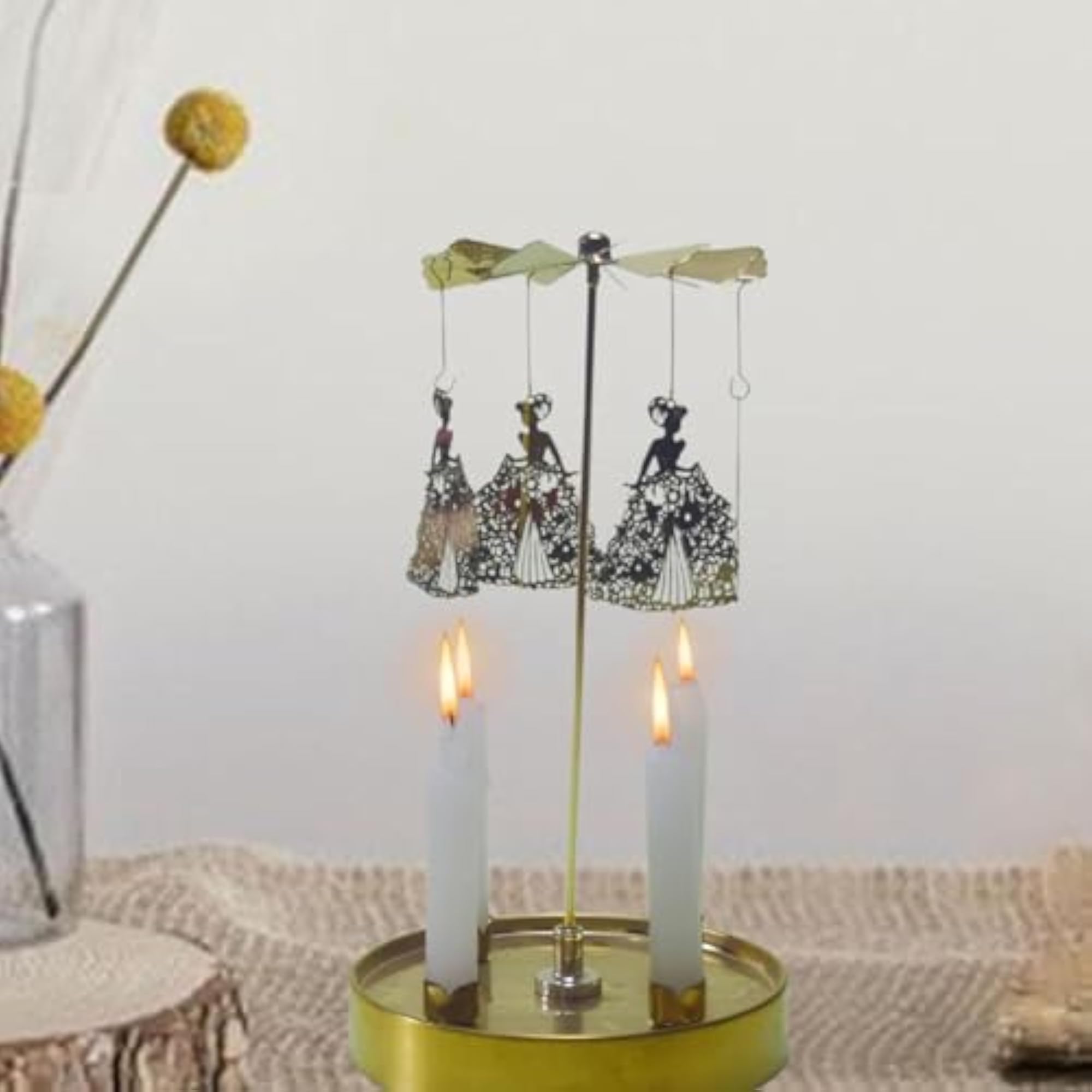 Spinning Candle Holder Rotating Princess Pattern