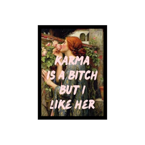 Image of BLINKART Framed Photo - Karma Is A B1Tch But I Like Her | Altered Art Theme | Motivational & Inspirational Wall Art Poster for Home, Bedroom, Living Room, Office, Hotel & Gifting - 12x8 Inch