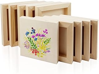 Bercoor 10 Pack 2 Sizes Wood Panel Boards, Unfinished Wood Canvas Wooden for Pouring Art, Crafts, Painting and Decor, 5, 6