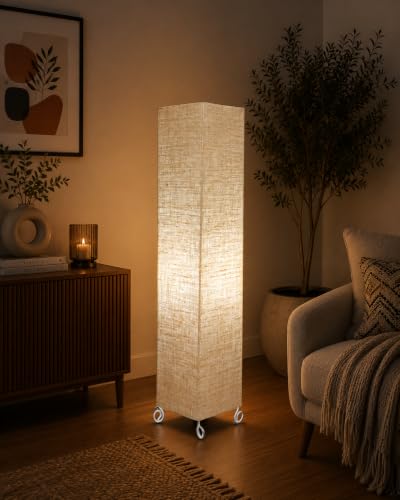 Image of Cotton Fabric Floor Lamp for Bedroom's Desk Lamp for LivingRoom, Bed Room, Office | Night Stand Dimmable Room Floor Lamp for Reading Corner Lamp | Bulb Included