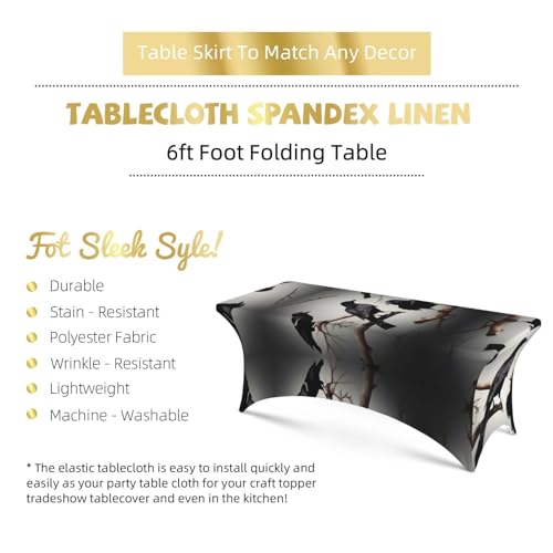 Nappe extensible corbeau noir pour table rectangulaire de 1m80 et 2m40