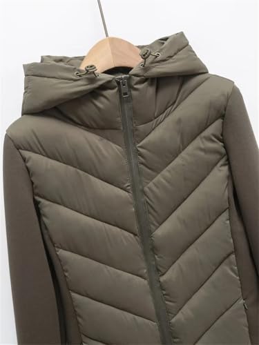 Women Patchwork Hooded Cotton Jacket Long Sleeve Standing Collar Sport Coat Slim Zipper Outerwear3