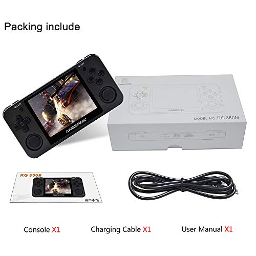 DREAMHAX RG350M Alloy Shell Handheld Game Console with 3.5 Inch 640x480 IPS Screen Preload 10000 Games, Video Games Player with Dual 1GHz / 512M / 16G+32G (Black Kingkong)