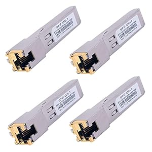 4PCS 1000BASE-T Gigabit SFP to RJ45 Copper Ethernet Modular Transceiver for Cisco,Meraki,Ubiquiti,D/TP Link,Supermicro,Netgear,Broadcom, 1.25G SFP-T CAT5E/CAT6 up to 100m Mikrotik S-RJ01