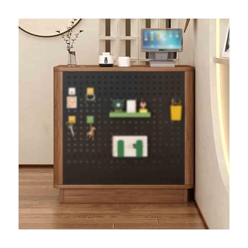 Generico Banco Reception e Cassa Moderno in Noce e Nero per Negozi, supermercati e minimarket, 80 cm/31,4 Pollici, Elegante complemento d'arredo per Il Servizio Clienti.