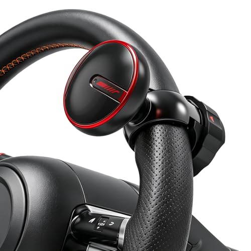 Tool Free Steering Wheel Knob Spinner with Metal Ball Bearing Quick Install Suicide Knob for Steering Wheel Steering Wheel Spinner Fits 3.454.9 Car SUV Semi Truck Tractor Boat (Red 1 Pack)