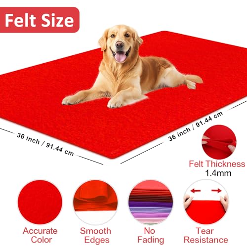 Image of XSEINO Red Large Felt Fabric 36 inch X 36 inch(1 Square Yard), 1.4 mm Thick Soft Felt Fabric Sheet for Crafts, Red Series Colors Soft Nonwoven Fabric, Fit for Decoration, Sewing, DIY Crafts