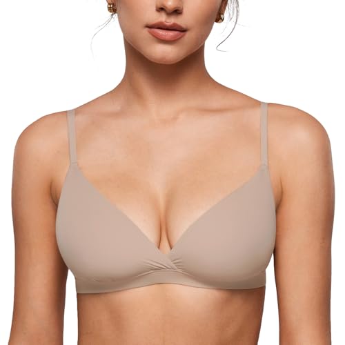 Image of INLYRIC Women's Inbarely Triangle Bralette Comfortable Unlined V Neck Wireless Smoothing Bra Top Stretch