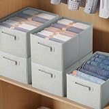 JAKAGO Składane pudełka do przechowywania, 4 sztuki, najwyższej jakości materiałowy organizer do szafy, 39 x 29 x 20 cm, organizer na ubrania, koszule, spodnie, ręczniki, zabawki, szare