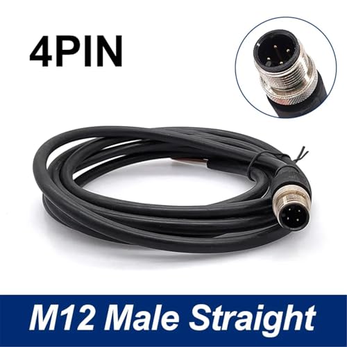 Conector M12 macho recto de 4 pines con cable PVC de 2 metros para sensor industrial 2
