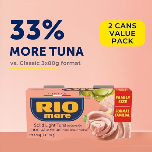 Rio Mare - Solid Light Tuna in Olive Oil - Value Size, Canned Tuna, High in Protein - 160g, 2 Count - 2