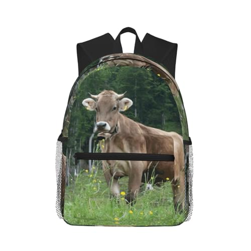 Sac à dos en vache suisse marron classique et étanche pour le voyage ou le travail