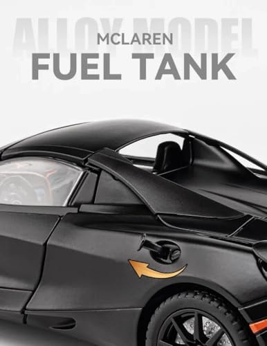Image of 1:24 McLaren 720S Convertible Diecast Car | Alloy Metal Pull Back Toy Car with Openable Doors, Lights & Music | Model Car for Kids Boys Girls Gift & Collectors (Black)