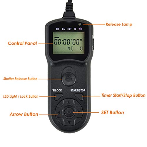 Image of JJC TM-M LCD Timer Remote Control for Nikon D600 D7100 D7000 D5200 D5100 D5000 D3200 (Black)
