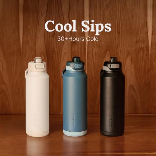 Image of ZULU Powerfill Pro 64oz Half Gallon Stainless Steel Water Bottle with Quick Fill Lid, Triple Walled Vacuum Insulated Metal, Leak Proof Locking Lid, Sip and Chug, Reusable BPA Free, White Monochrome