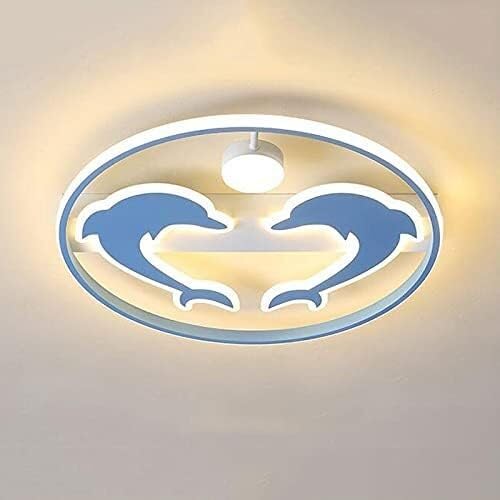 Plafonnier LED créatif chambre enfant dauphin bleu 37W rond