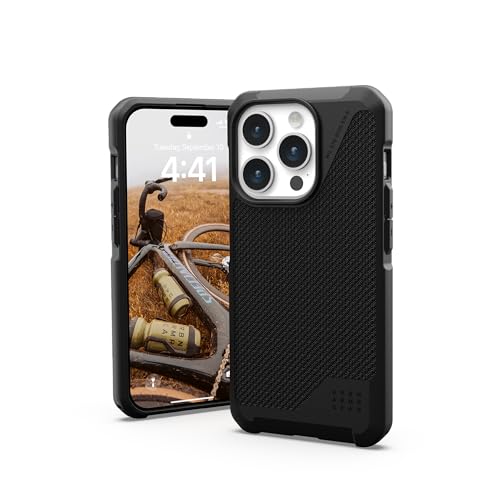 URBAN ARMOR GEAR UAG Coque Compatible avec iPhone 15 Pro 6,1", Metropolis LT Kevlar Noir, Aimant intégré Compatible avec Chargeur MagSafe, Coque de Protection Robuste de qualité Militaire résistante