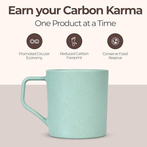 Image of Coffee Mug Set Made with Rice Husk & Bio Composite Material | 200ml Capacity | Pastel Green | Set of 6 | Microwave & Dishwasher Safe | Travel Mug