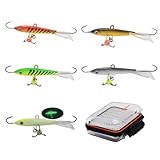 Alichino Ice Fishing Jig Set Ice Fishing Lures Micro Jig Head Hook Set for Panfish, Crappie, Walleye, Perch, Trout, Bluegill (5pcs Balance Ice Lure Set)