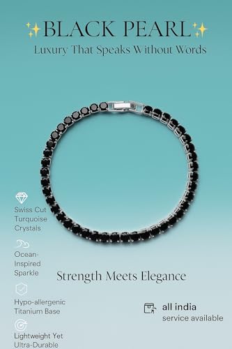 Image of BLACK PEARL Elegant Style Tennis Bracelet with Multicolour Zirconion Stones, Gold and Silver-Toned Bracelet For Women & Girls