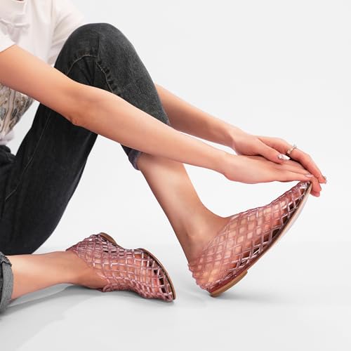 Jelly Mesh Ballet Flats - Comfortable Clear Jelly Shoes, Adult Women's Closed Toe Flats Sandals