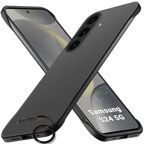 Image of TheGiftKart Hybrid Ultimate Slim Back Case Cover for Samsung Galaxy S24 5G | Camera & Screen Protection | Frosted Matte Translucent Hard Back Case Cover for Samsung S24 5G (PC & TPU, Black Bumper)