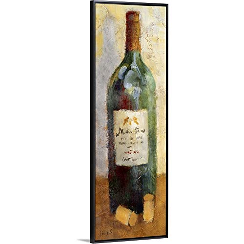 Red Wine and Cork Black Floating Frame Canvas Art 14x38x175