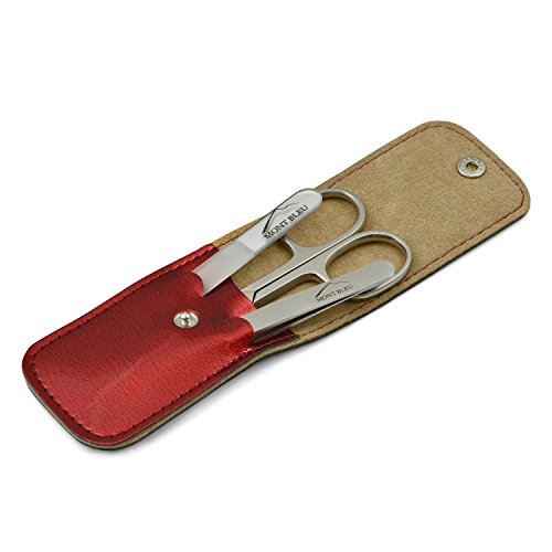 Juego de manicura de 3 piezas con estuche de piel ecológica y lima de cristal checa