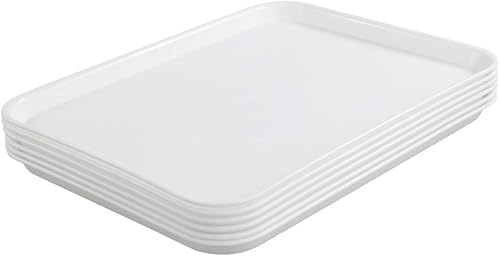Miniatura 1 de Bandejas de comida rápida, bandeja de plástico para servir, color blanco, juego de 6