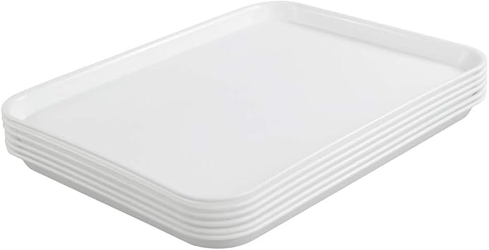 Fast Food Trays, Plastic Serving Tray, White, Set of 6