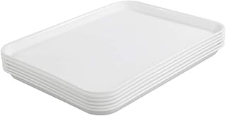Fast Food Trays, Plastic Serving Tray, White, Set of 6