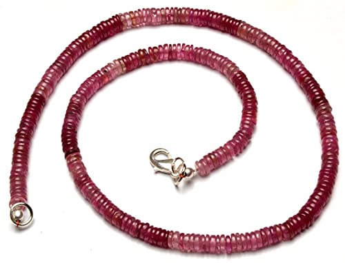 Saphir rose naturel perles heishi 5mm fil de 40cm pour création bijoux