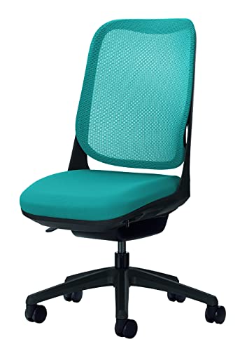 ライオン事務器 オフィスチェア アームレス ライド ターコイズブルー 79837