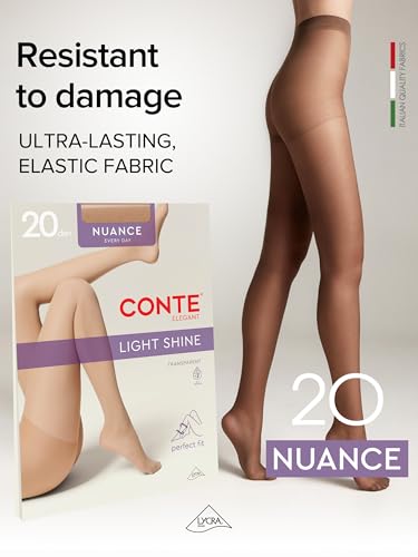 Image of Conte Control Top Tension Sheer Pantyhose Tights with Silky Matte Effect Nuance 20 Den