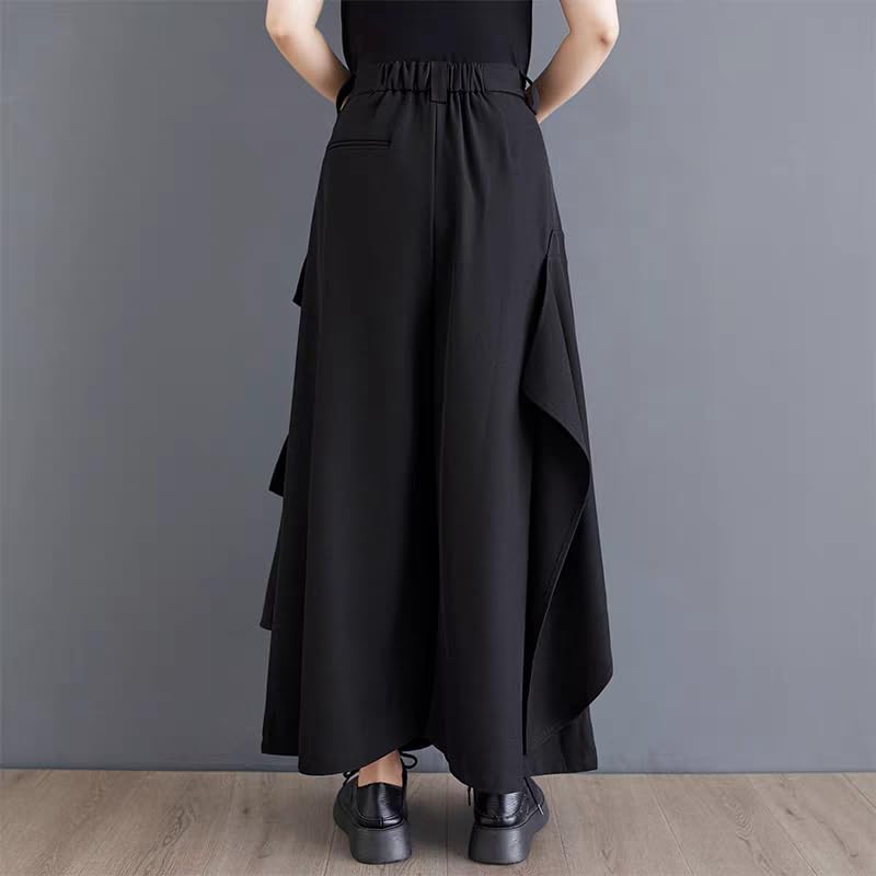 Duberess Women's Gothic Harem Pants - Drop Crotch Wide Leg Trousers with Elastic Waist & Irregular Hem Boho Pants